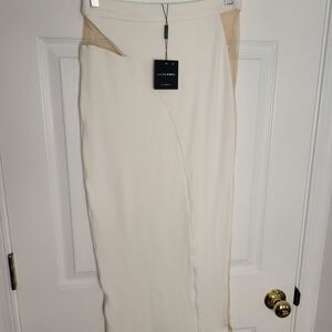 JLUXLABEL Women's Cream Midi Skirt